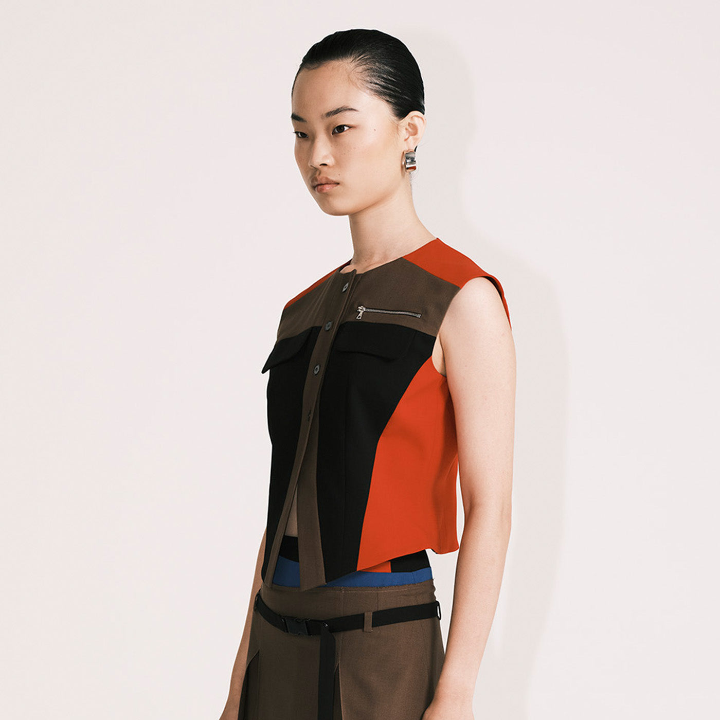 Brown Panelled Vest