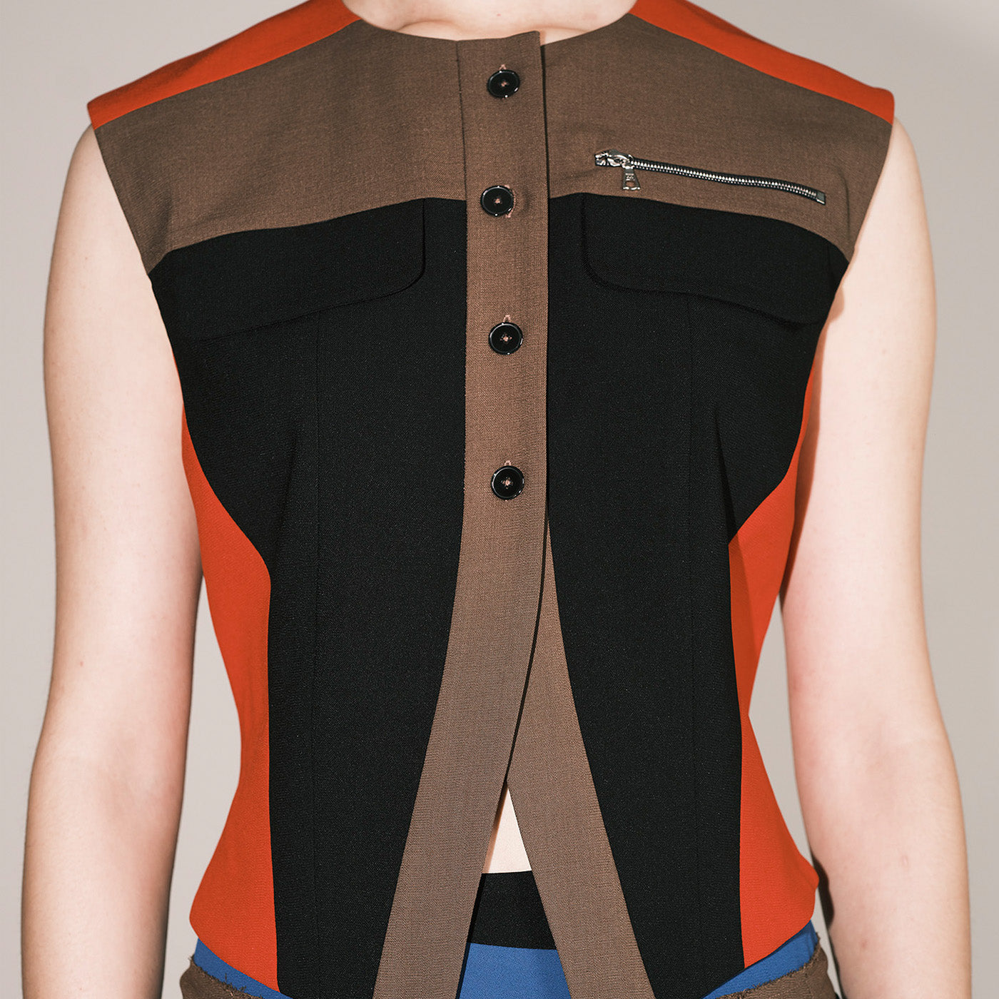Brown Panelled Vest