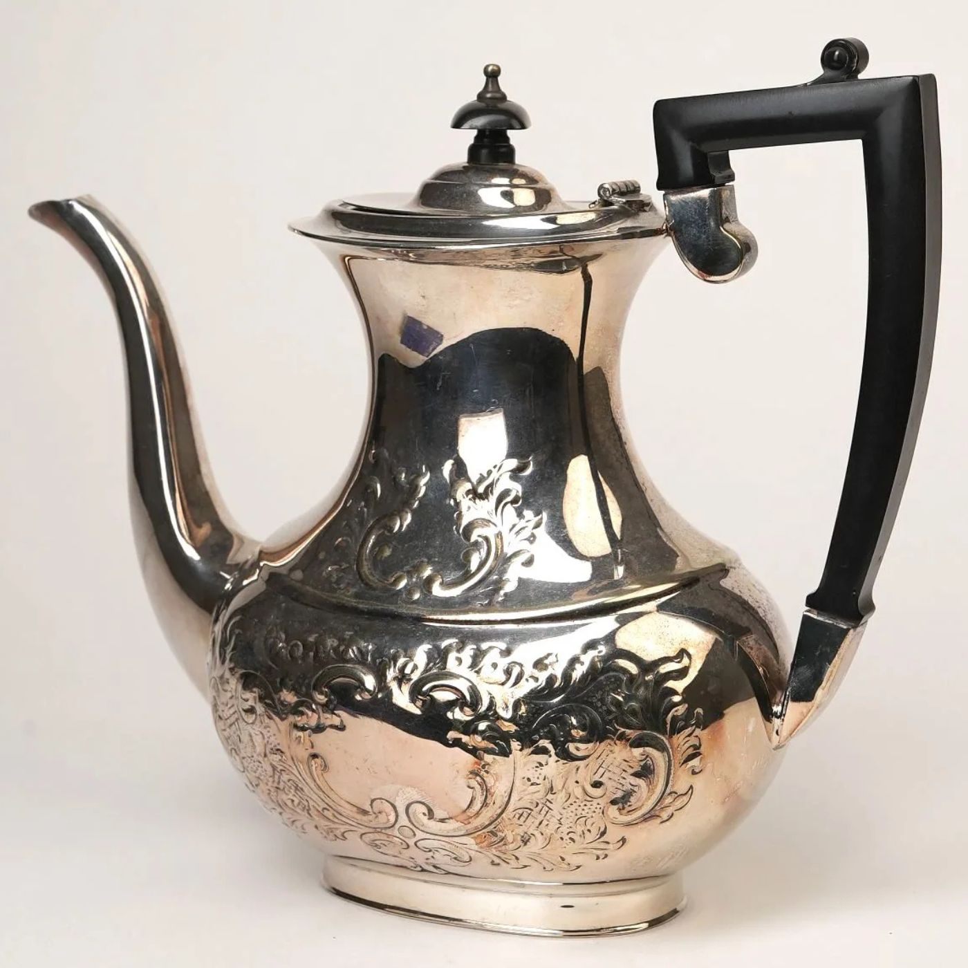 Embossed Vintage Silver Coffee Pot