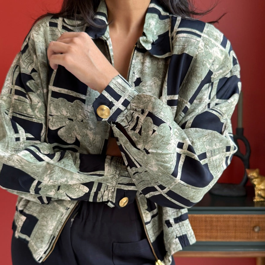 80's Floral Bomber Jacket