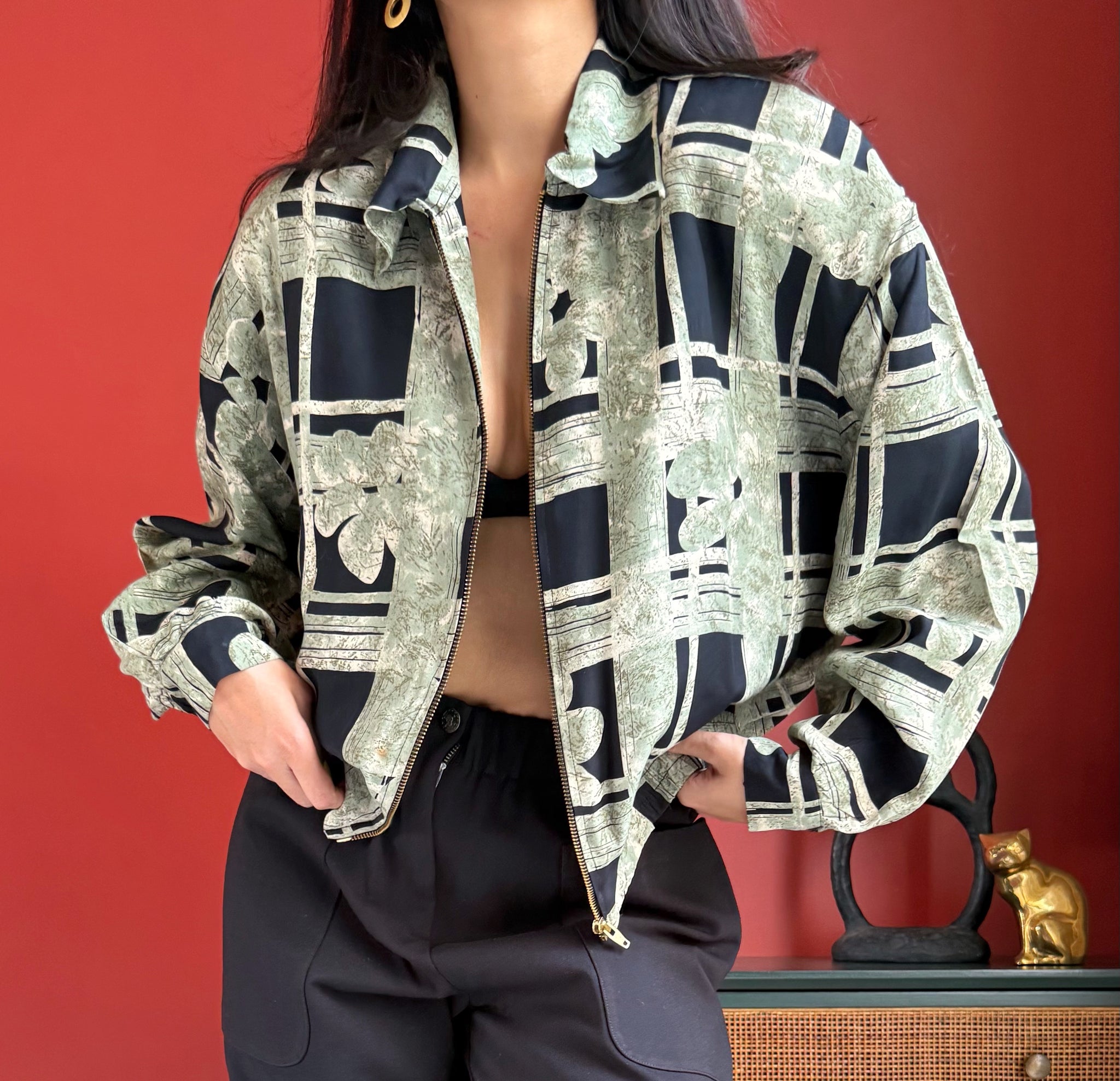 80's Floral Bomber Jacket