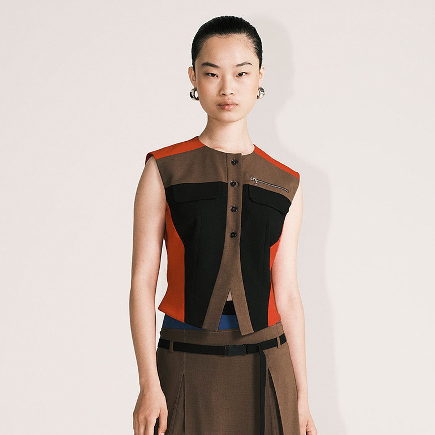 Brown Panelled Vest