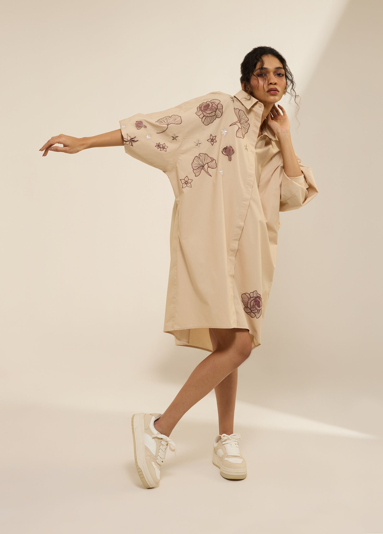 Embroidered Shirt Dress