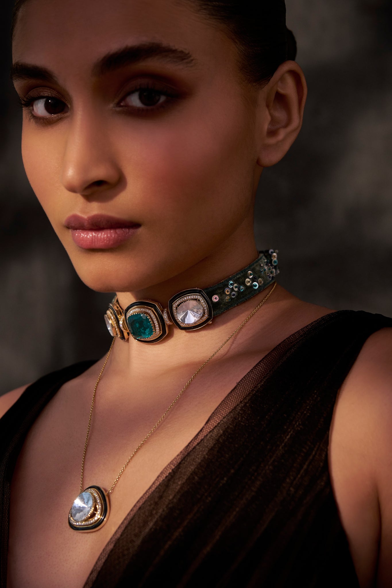 Uncut Diamond Pendant With Black Onyx